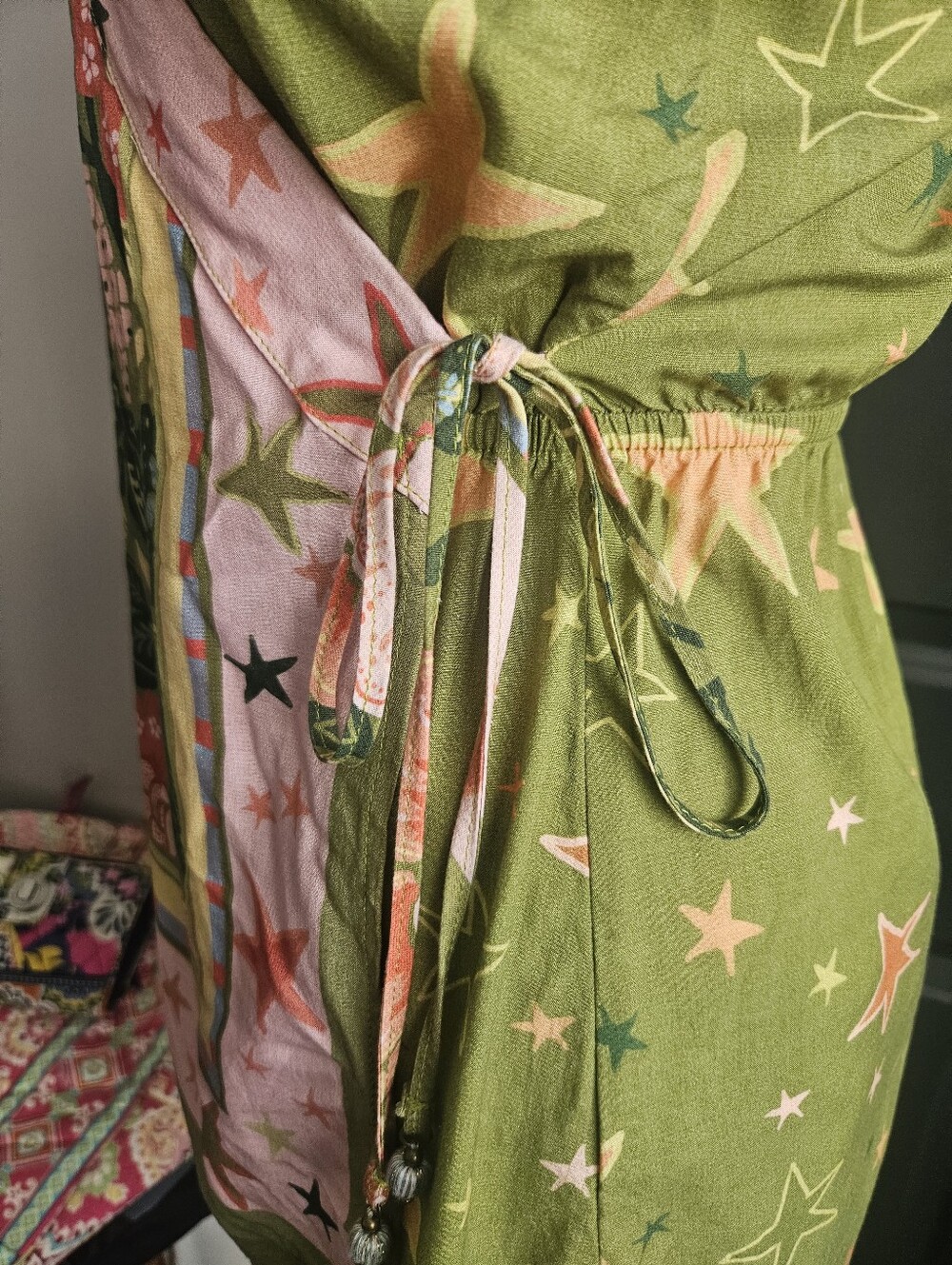 FARM Rio Tropical Floral Wrap Romper Green Pink Pineapple Garden Print Sz Small - Picture 5 of 15